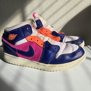 Nike Air Jordan 1 Mid Shoes‎ Youth Sz US 5.5 Fire Pink-Barely Purple 555112-602